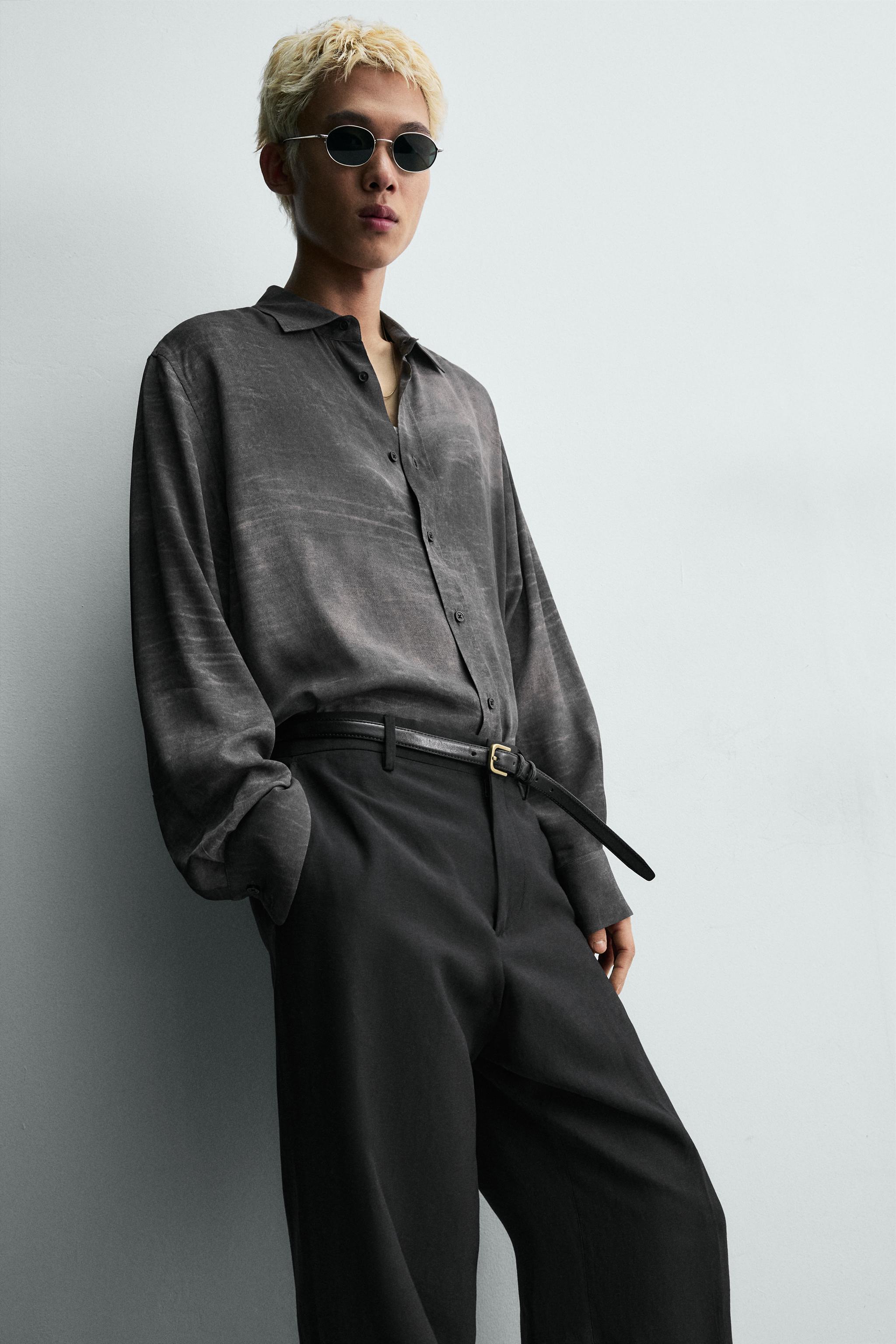FLUID WASHED EFFECT PRINT SHIRT