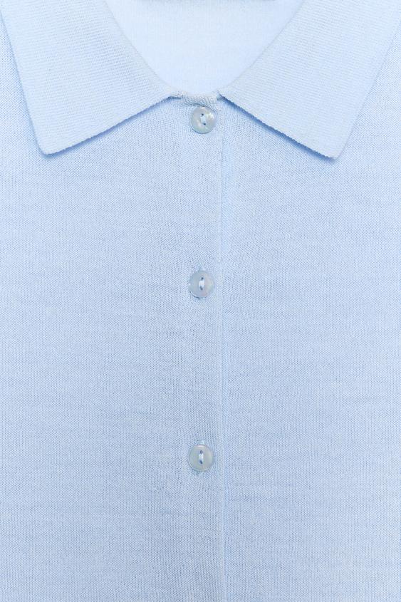GILET EN MAILLE À MANCHES COURTES - Bleu clair de Zara - Image 8