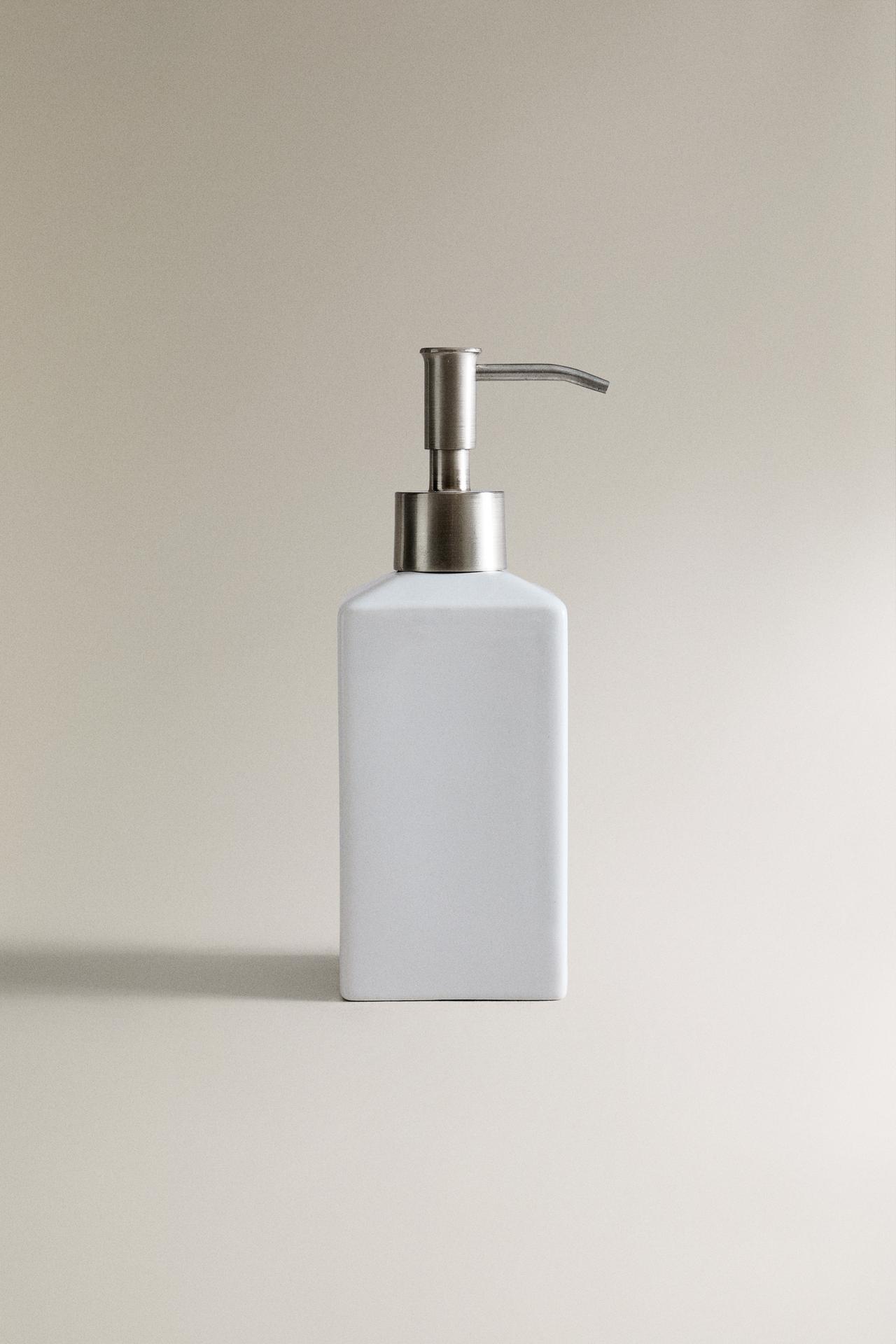 WHITE EARTHENWARE SOAP DISPENSER — White