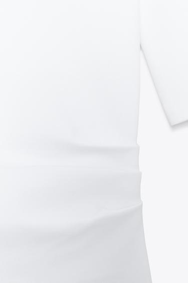 GATHERED INTERLOCK T-SHIRT - White by Zara - Image 6