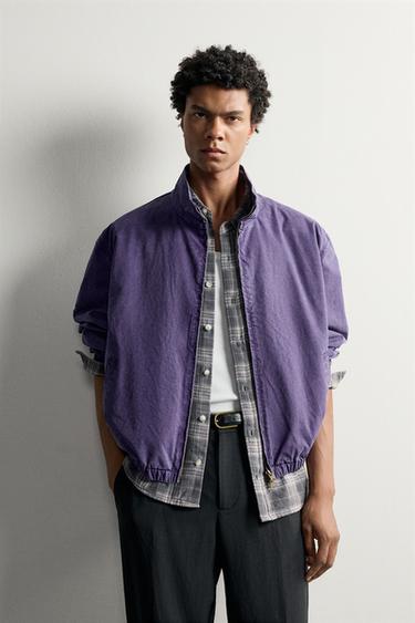 WASHED EFFECT CROPPED FIT JACKET - Dark purple by Zara