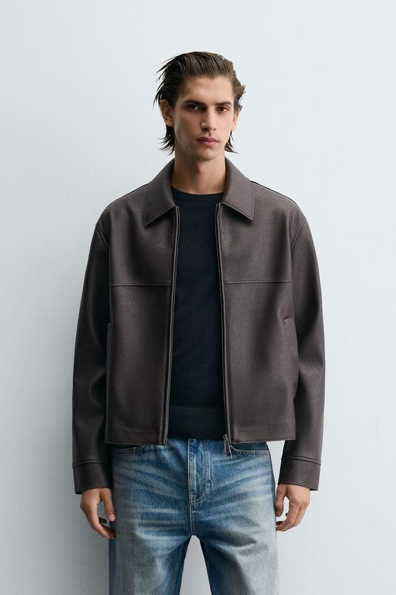 Bomber Jacket Zara Chamarra De Piel Hombre Chaquetas Efecto Piel