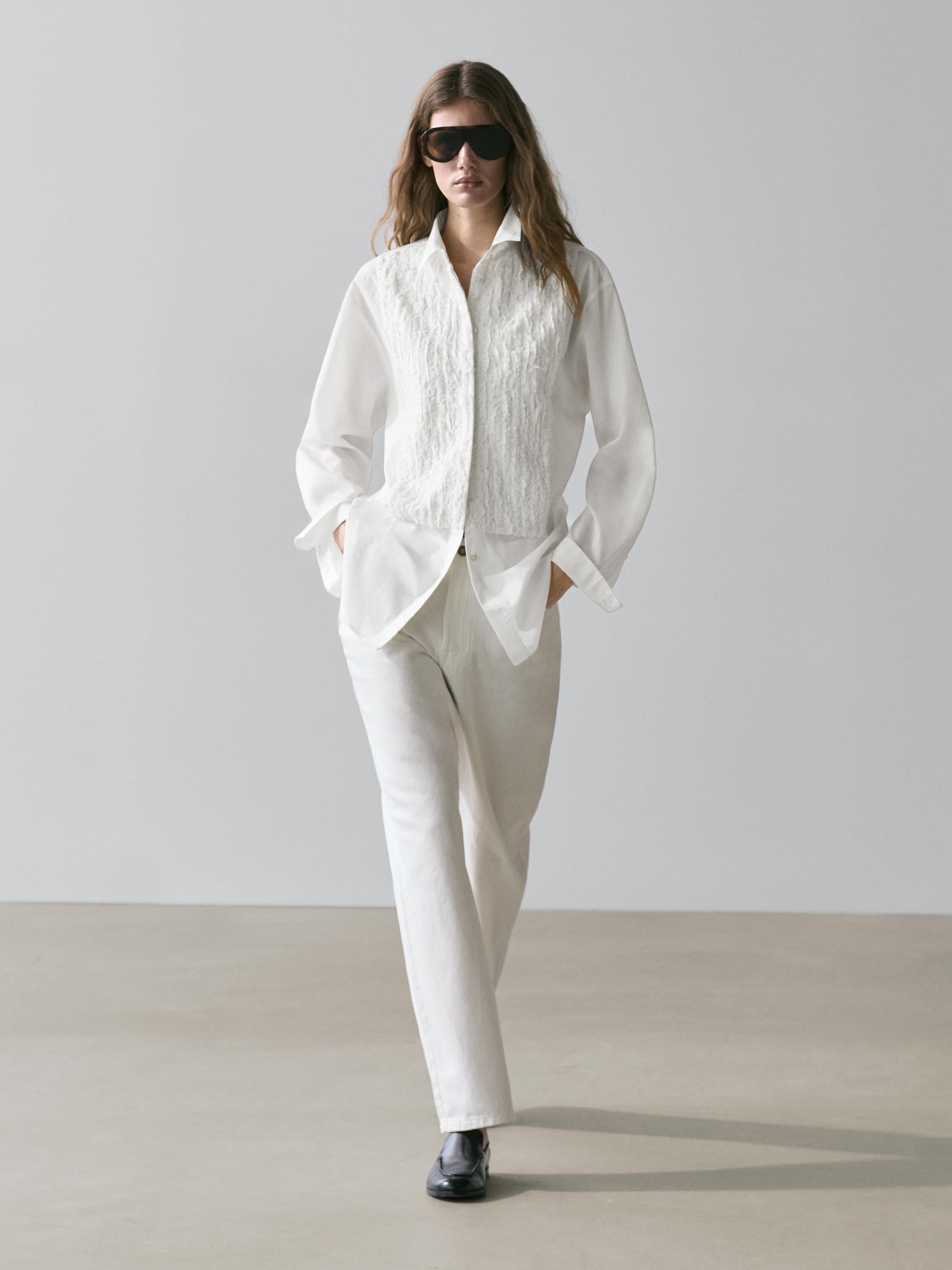 Chemise plastron avec broderies