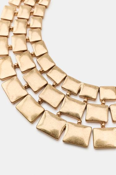 COLLIER TRIPLE PLAQUES MÉTALLIQUES - Doré de Zara - Image 3