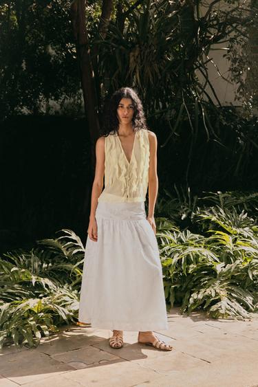 SEMI-SHEER RUFFLED TOP - Light yellow by Zara - Image 0