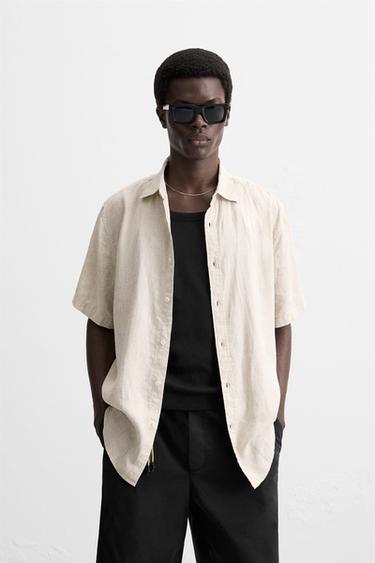 100% LINEN SHIRT - Light beige by Zara