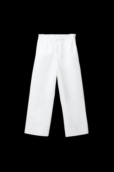 Zara POPLIN PANTS - White - Image 0