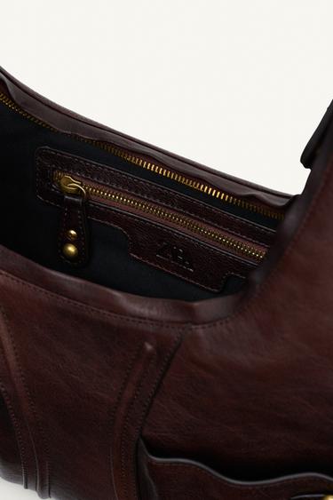 SAC PORTÉ ÉPAULE EN CUIR ÉDITION LIMITÉE - Chocolat de Zara - Image 7