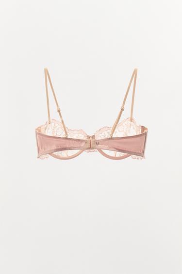 SOUTIEN-GORGE ARMATURES MESH DENTELLE - Rose craie de Zara - Image 4