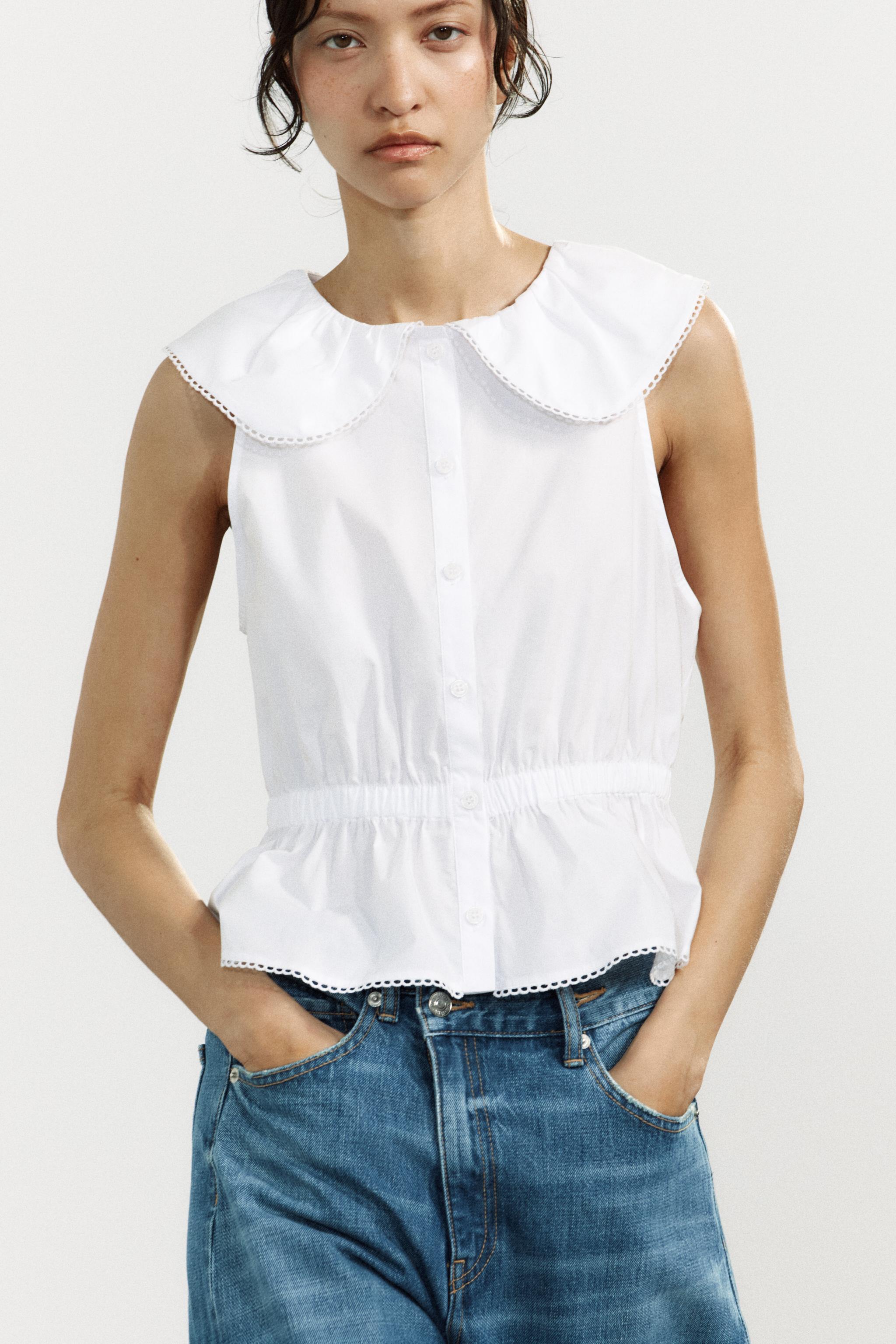 PETER PAN COLLAR POPLIN TOP