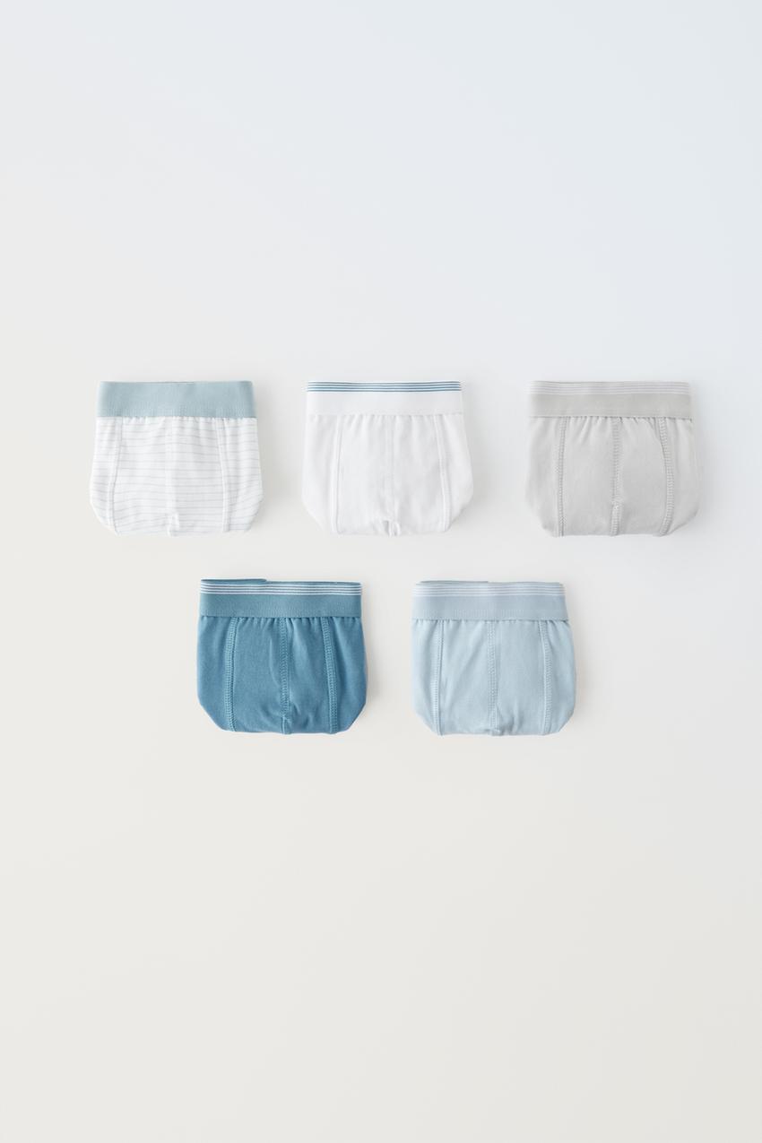 6-14 YEARS/ FIVE-PACK OF STRIPED BOXERS - Light blue