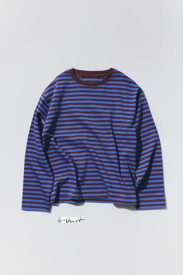 Zara STRIPED T-SHIRT - Blue