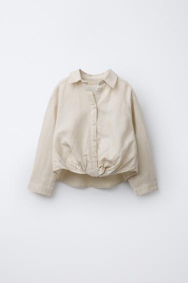 CAMISA FRUNCIDO CON LINO - Arena de Zara