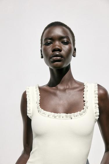 SHORT DRESS WITH TRIM - Oyster-white by Zara - Image 2