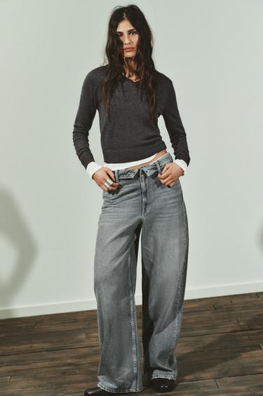 TEXANS CINTURA DOBLEGADA TRF DE TIR MITJÀ - Gris de Zara