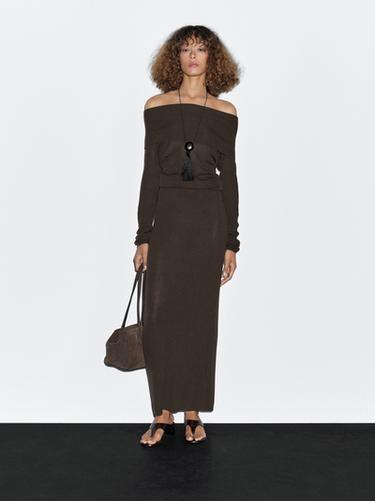 Jersey punto canalé - Marrón de Zara