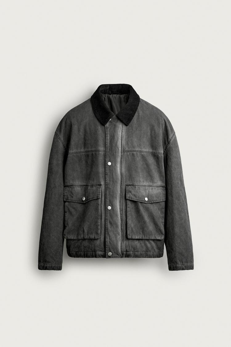 RELAXED FIT CONTRAST COLLAR JACKET