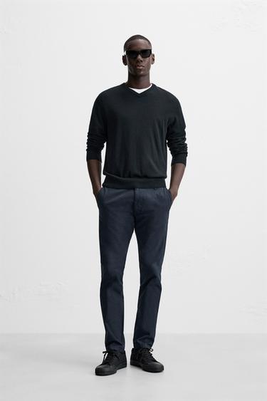 CALÇA CHINO SKINNY FIT - Azul-marinho da Zara