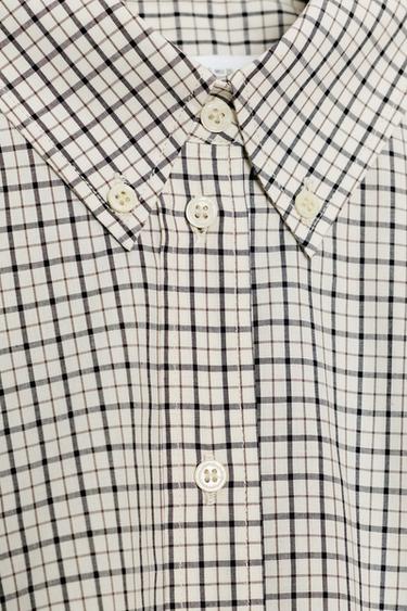 CHEMISE À CARREAUX ZW COLLECTION - Écru / Bleu de Zara - Image 5