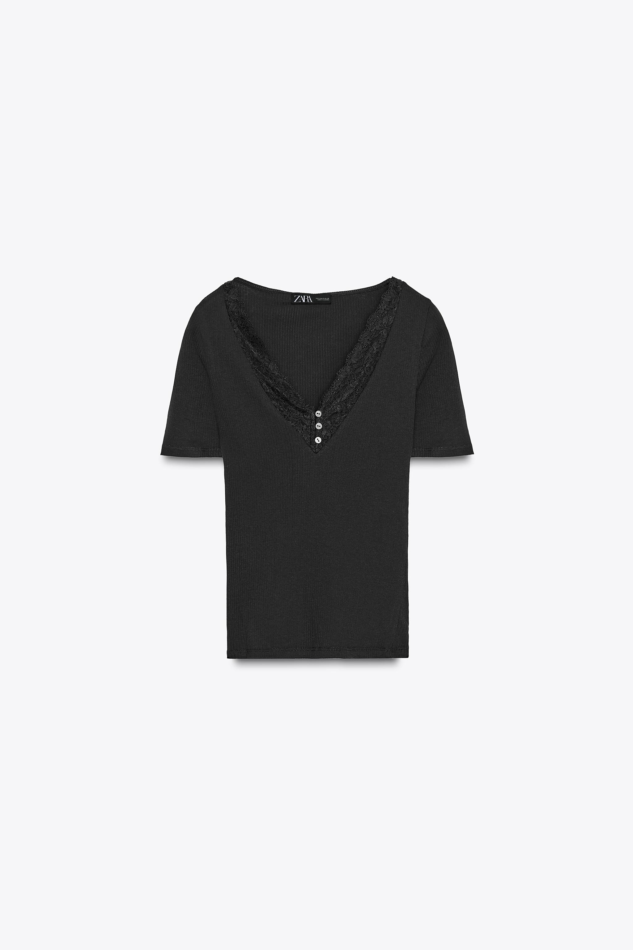 RIBBED LACE T-SHIRT