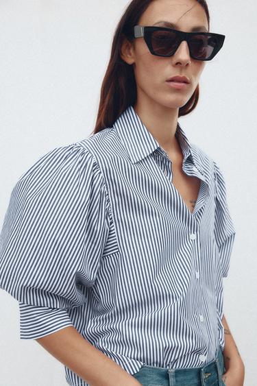 CAMISA POPELÍN ZW COLLECTION - Azul / Blanco de Zara