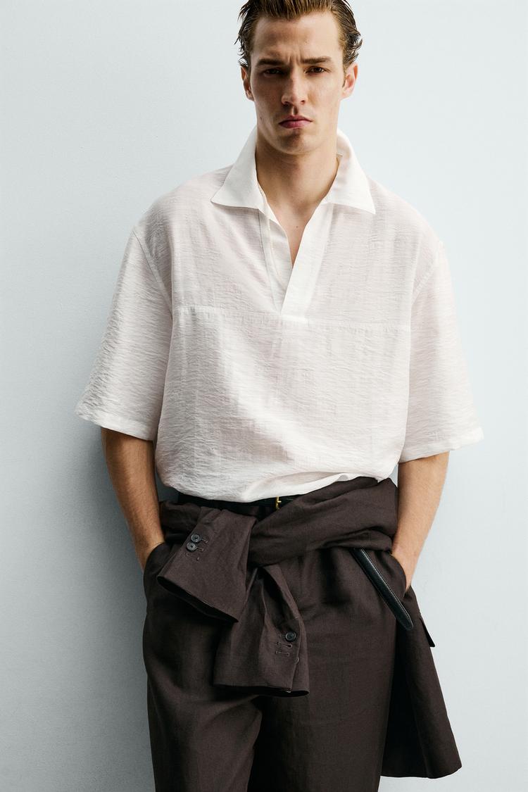 ZARA FLUID JACQUARD POLO SHIRT
