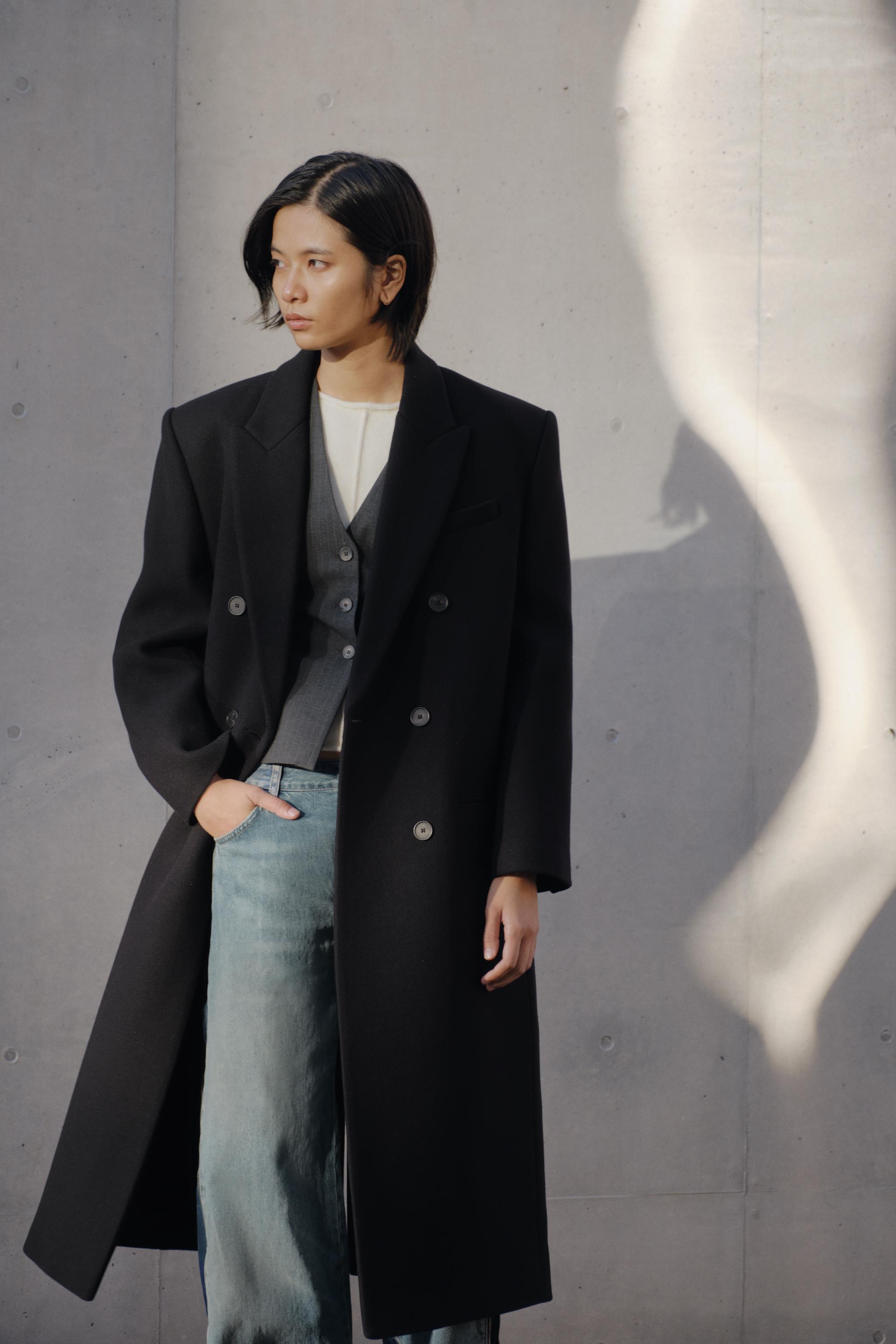 ZARA Editionネイビー ブルーコート　新品 ZARA WOMAN COLLECTION 羊毛混紡長版大衣- 深海藍色| ZARA Taiwan
