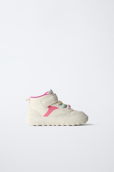 Zara DETAILED HIGH-TOP SNEAKERS - White - Image 0