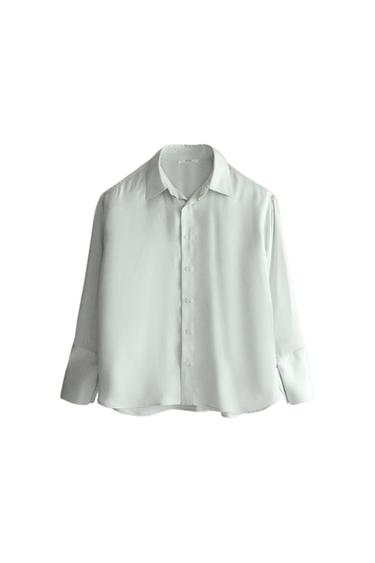 CAMISA SEDA MORERA - Verde agua de Zara
