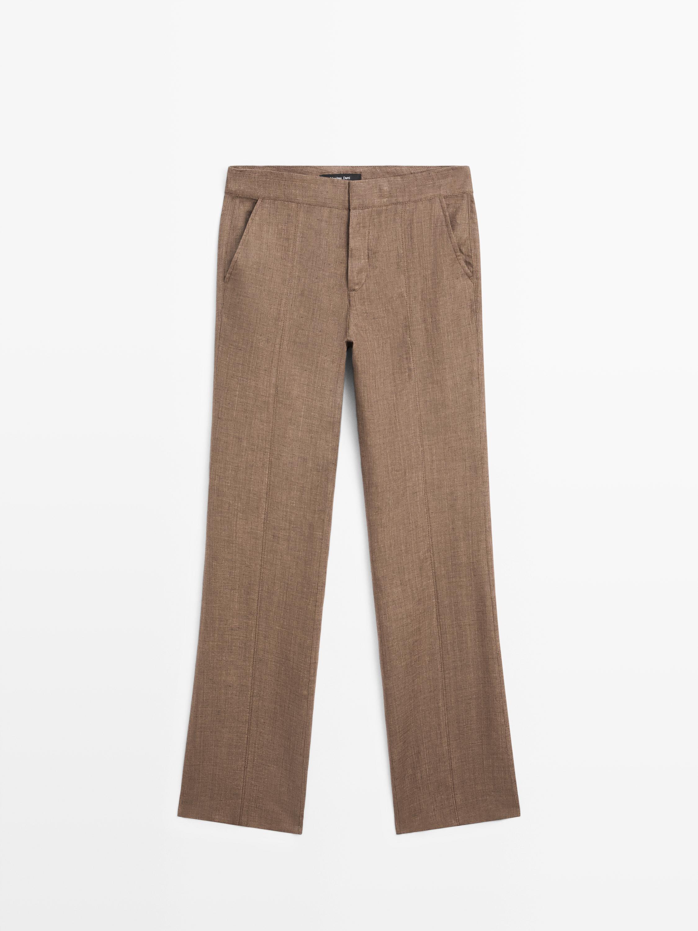 100% linen kick flare trousers — 764