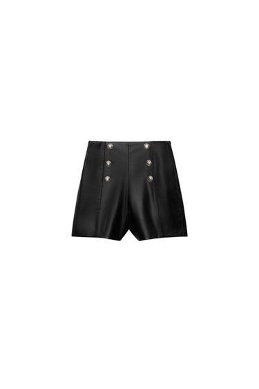 FAUX LEATHER BERMUDA SHORTS WITH BUTTONS