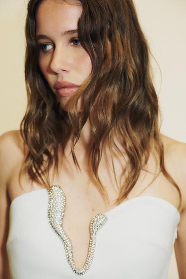 JEWEL DETAIL SHORT DRESS - White by Zara - Image 2