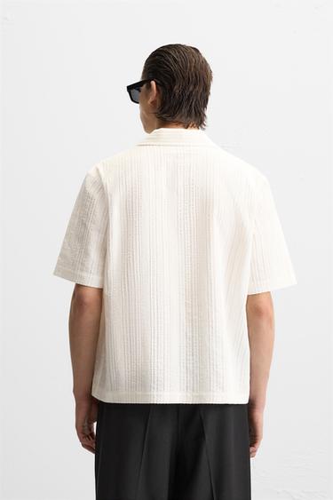 CHEMISE EN JACQUARD À RAYURES - Blanc de Zara - Image 2