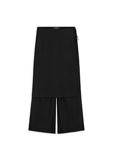 Zara 100% silk skirt over trousers - Black