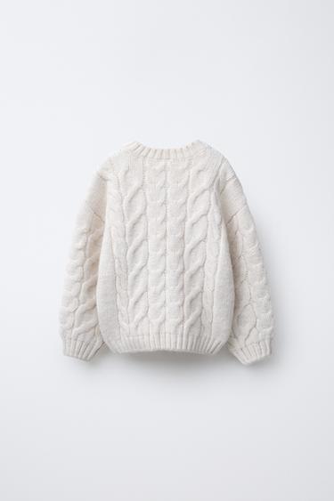 CABLE-KNIT SWEATER - Ecru de Zara - Image 1