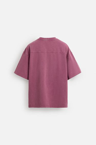 FADED EMBROIDERED T-SHIRT - Raspberry by Zara - Image 6