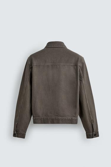 Zara WASHED DENIM JACKET - Gray green