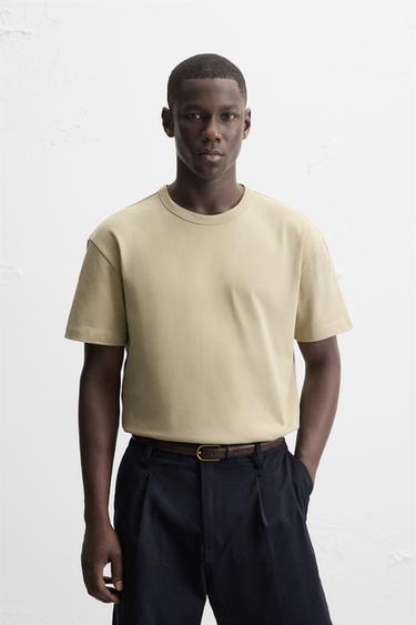 HEAVYWEIGHT RIBBED T-SHIRT - Beige by Zara