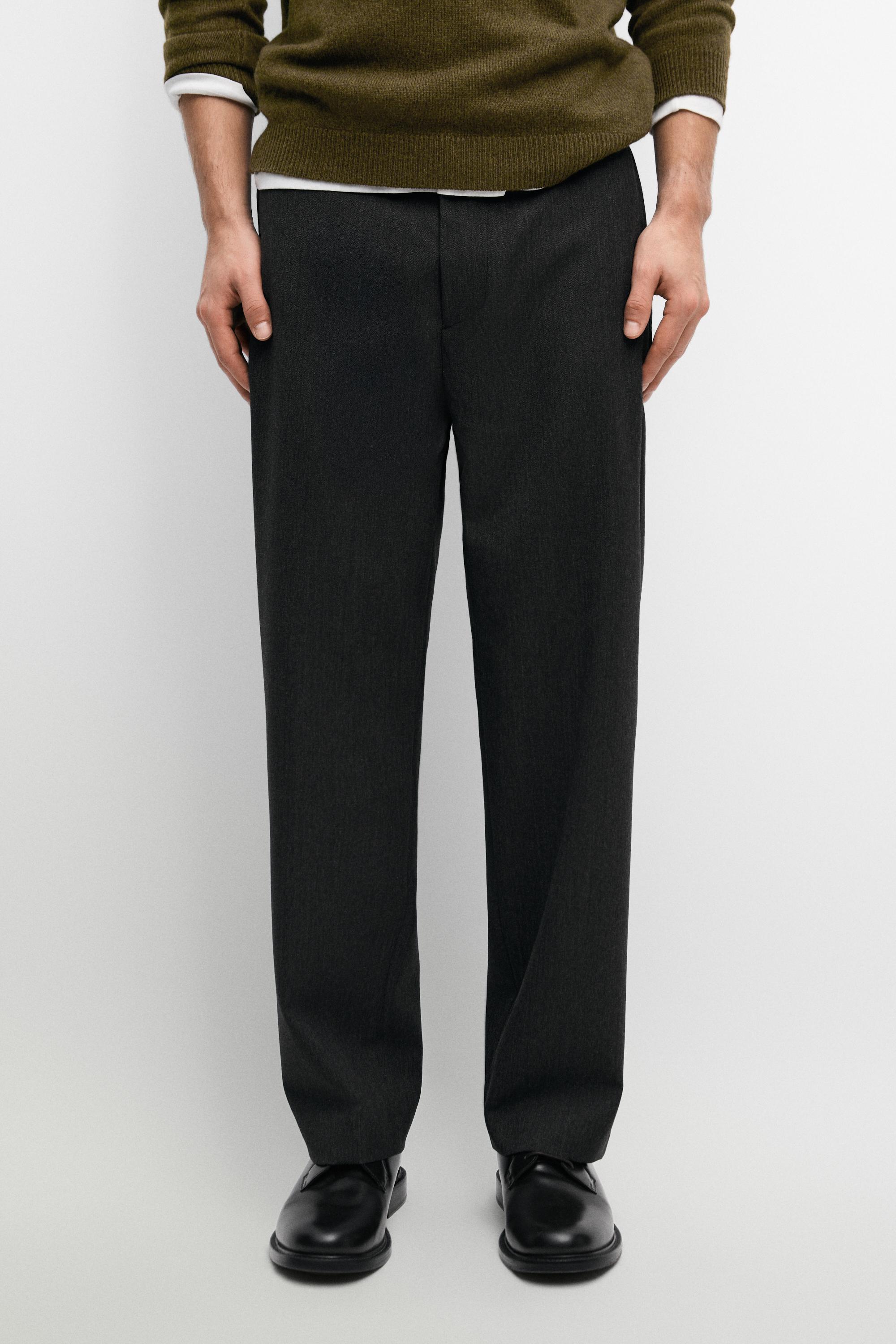 Pantalon relaxed fit à chevrons 100 % laine