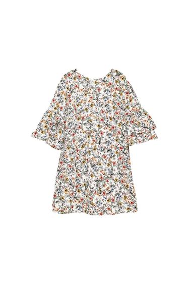 FLORAL PRINT DRESS WITH FRILLED SLEEVES