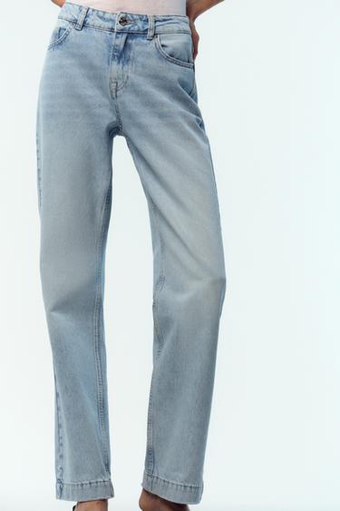 Zara Z.04 STRAIGHT LEG MID RISE FULL LENGTH JEANS - Light blue