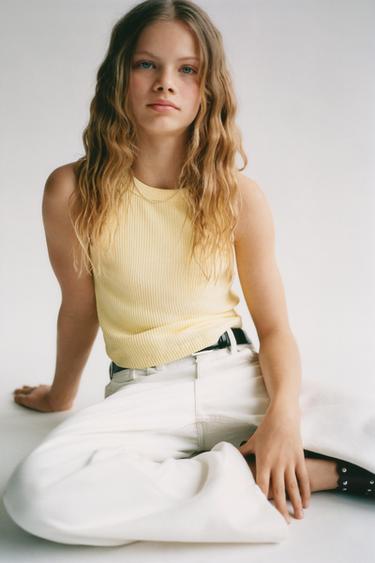 Zara RIBBED SWIMMER TANK - Yellow