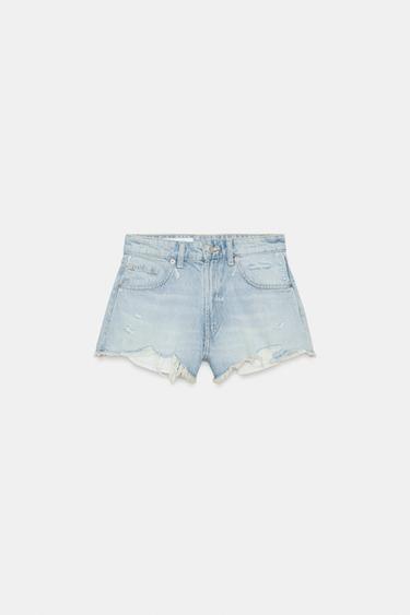 SHORT EN JEAN TRF TAILLE HAUTE DÉCHIRÉ - Bleu clair de Zara - Image 4