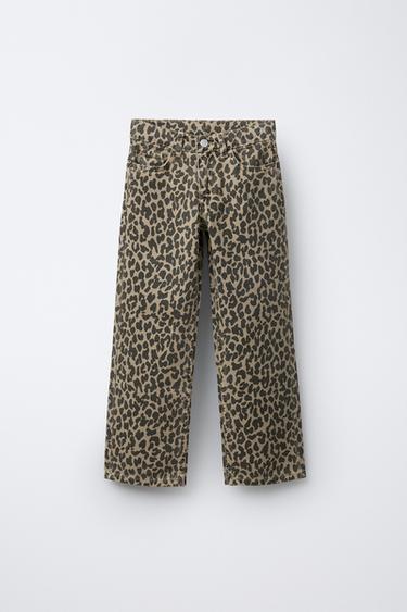 JEANS STRAIGHT DIERENPRINT - Panterprint / Geelbruin van Zara