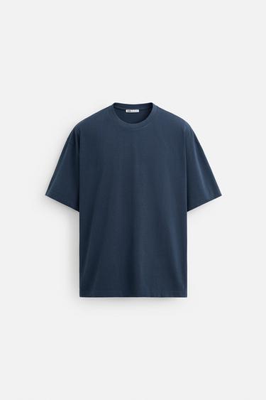 Zara BASIC HEAVY WEIGHT T-SHIRT - Blue - Image 0