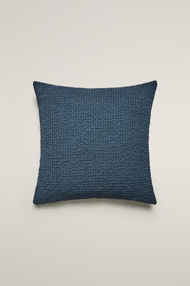 Zara WAFFLE-KNIT THROW PILLOW COVER - Navy blue