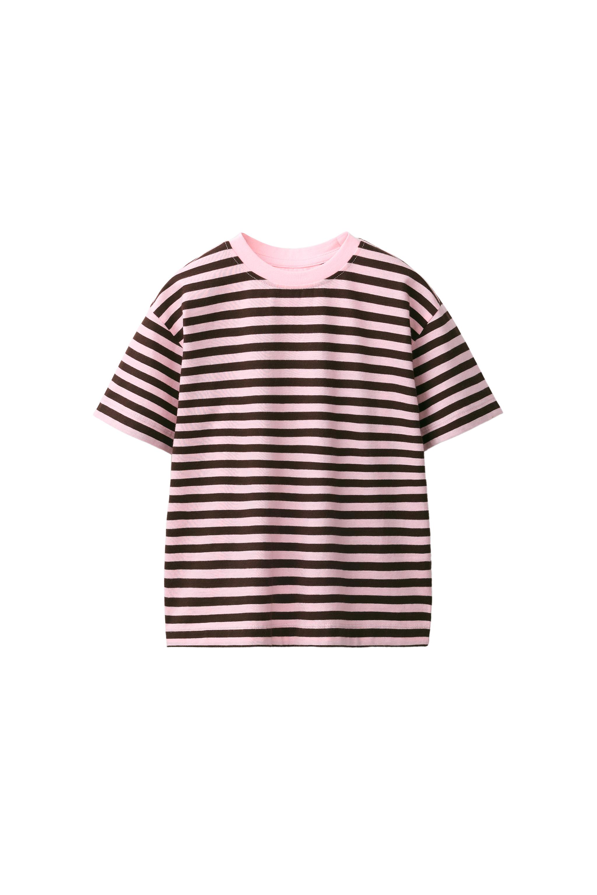 STRIPE PRINT T-SHIRT — Pink
