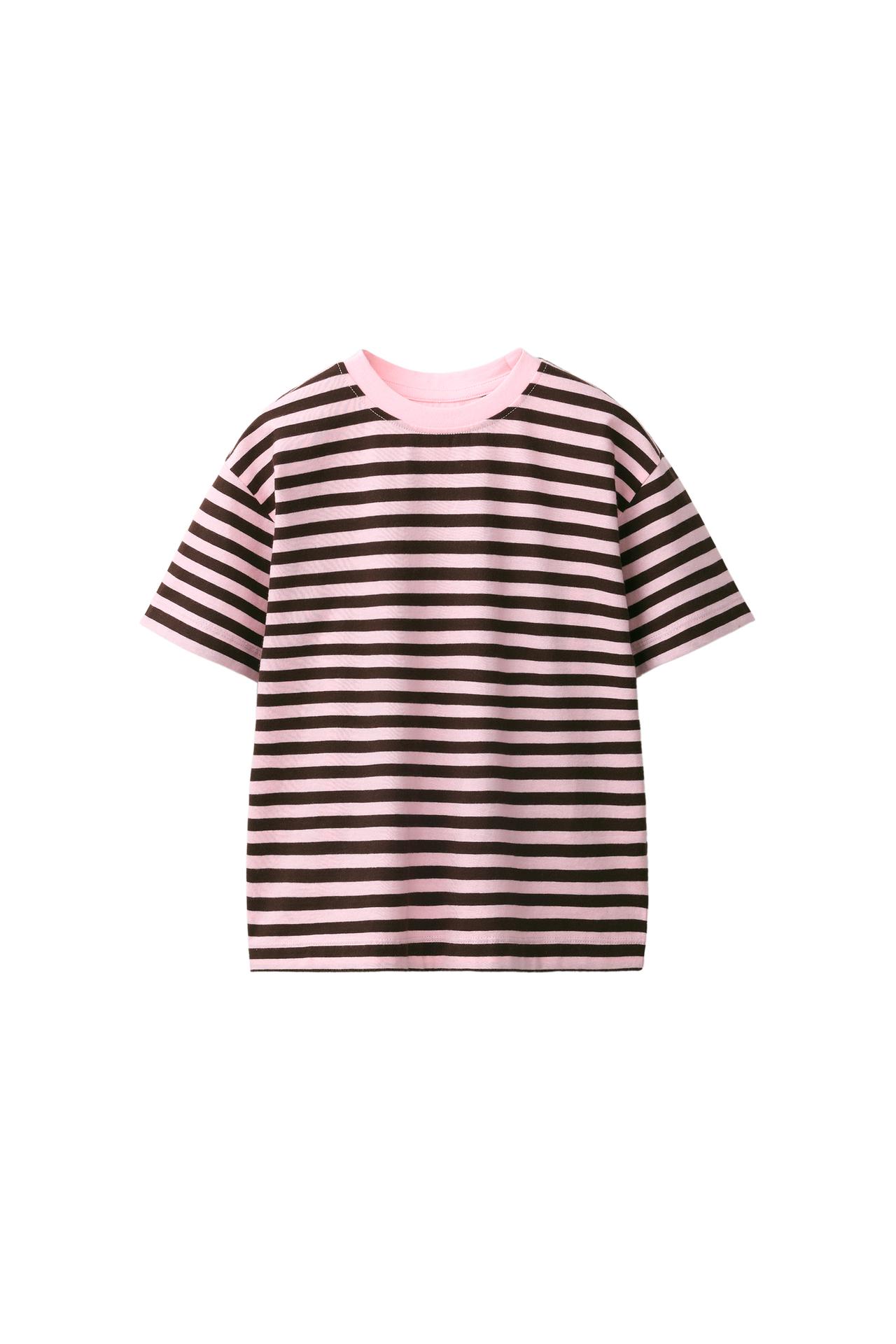 STRIPE PRINT T-SHIRT — Pink