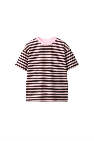 STRIPE PRINT T-SHIRT — Pink 2