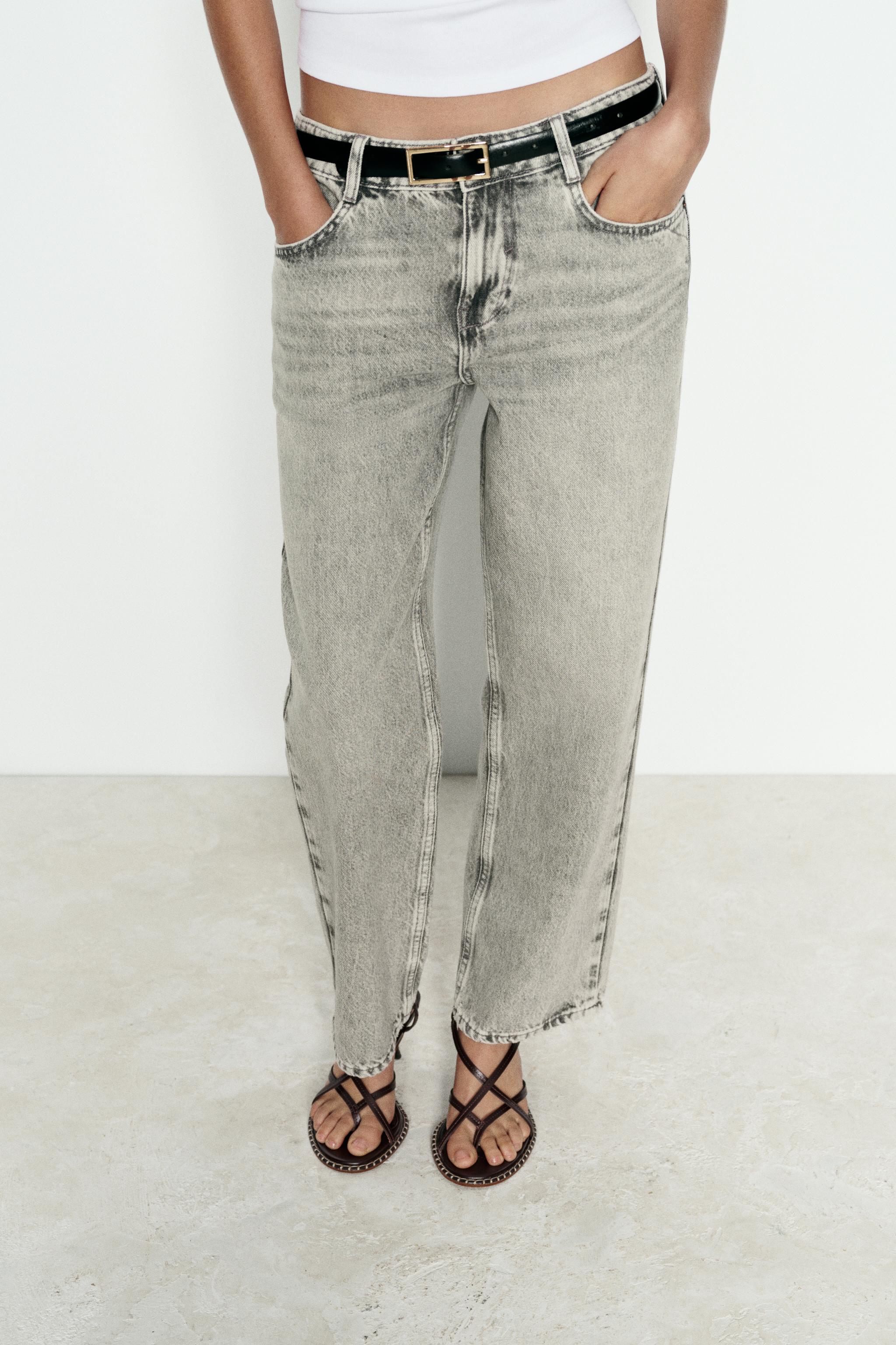 Z1975 STRAIGHT-LEG CROPPED MID-RISE JEANS - Grey | ZARA Spain